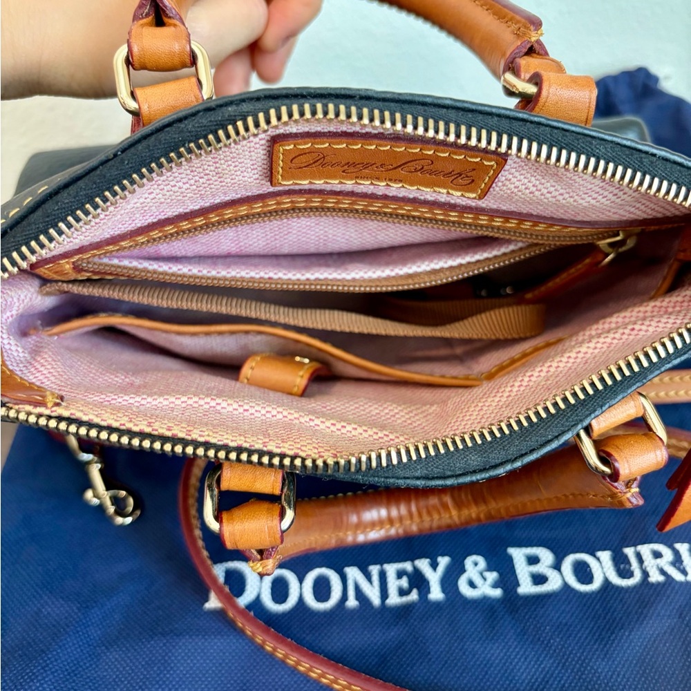 Dooney & Bourke Black Pebble Leather Crossbody with Tan Trim and Gold Hardware - Picture 6 of 7